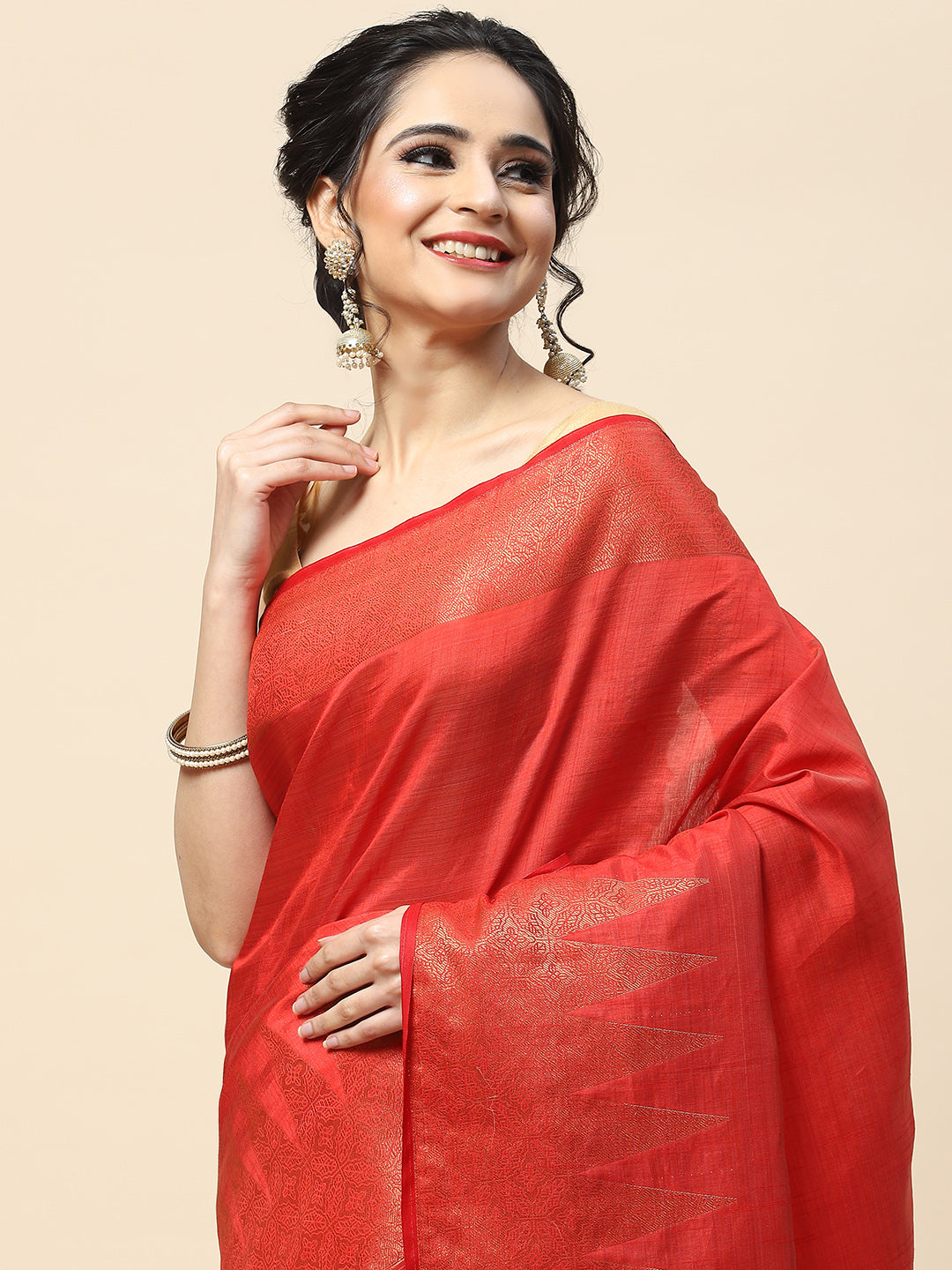 Plain Zari Border Handloom Woven Saree