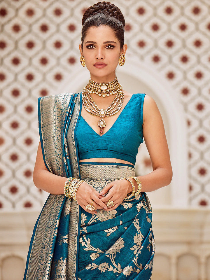 Gold Jaal Banarasi Tussar Saree
