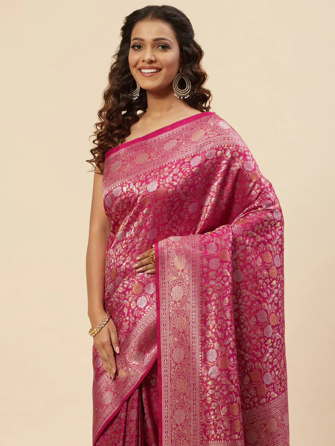 Brocade Zari Jaal Handloom Woven Saree