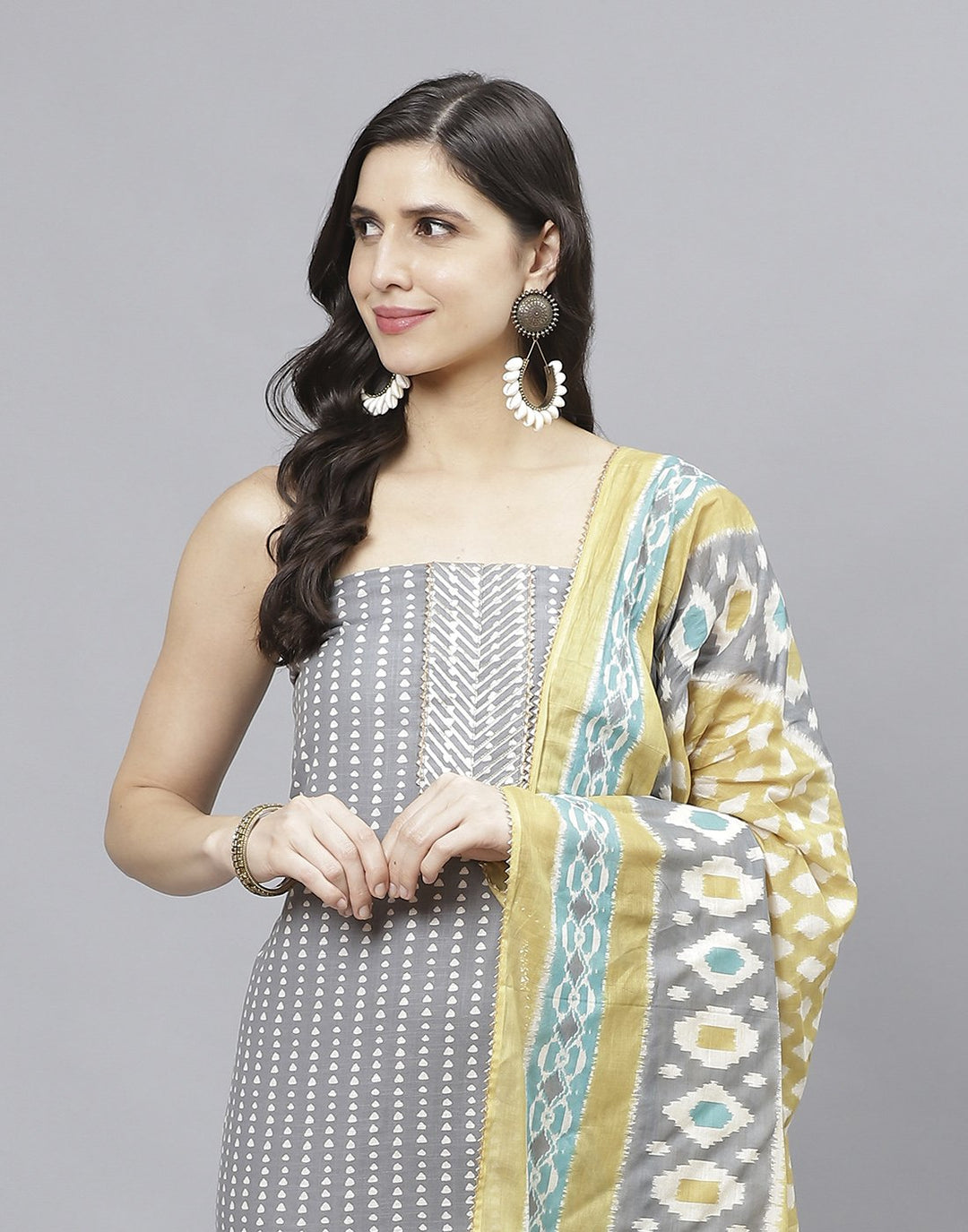 Printed Cotton Suit Piece With Dupatta