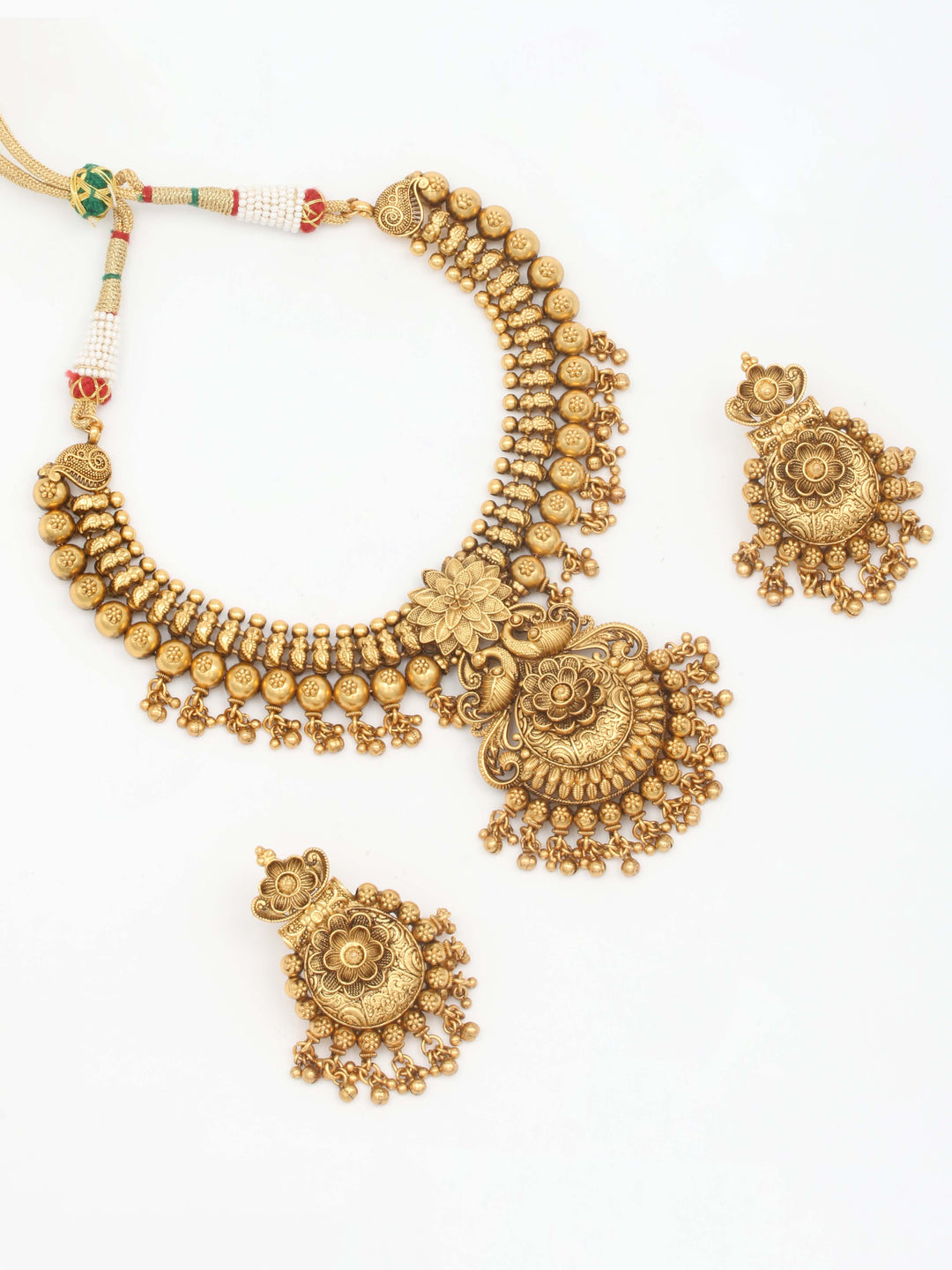 Gold Plated Kundan Necklace With Earrings