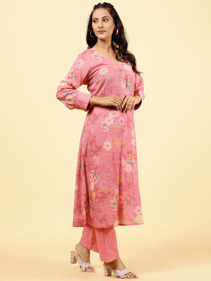 Printed Cotton Kurta With Pants