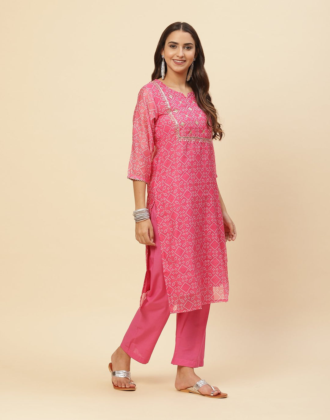 Embroidered Gota Work Chanderi Kurti With Pant