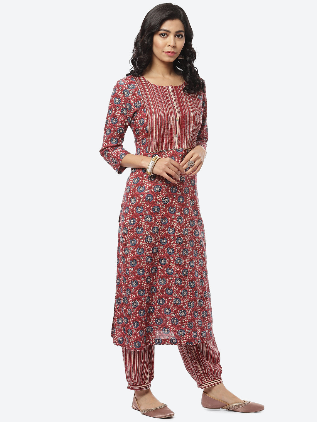 Printed Cotton Kurti With Afghani Pant