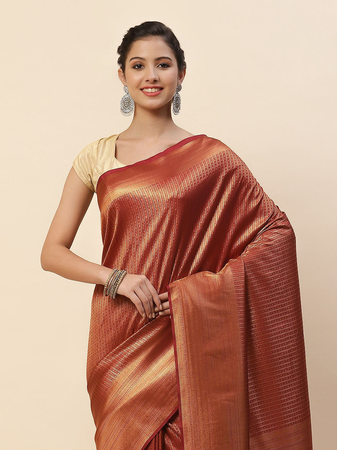 Brocade Zari Zaal Art Handloom Woven Saree
