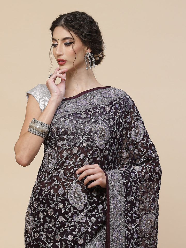 Resham Jaal Georgette Embroidered Saree