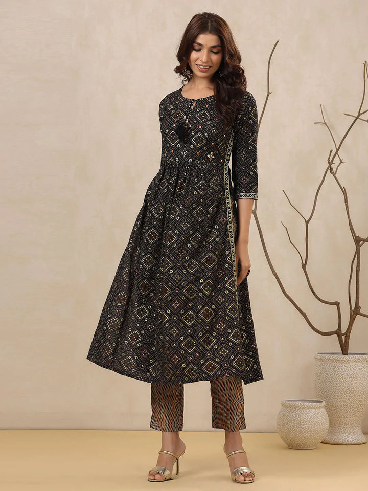 Printed Muslin Kurta With Pants