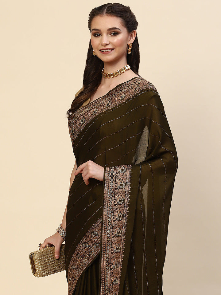 Swarovski Embroidered Georgette Saree