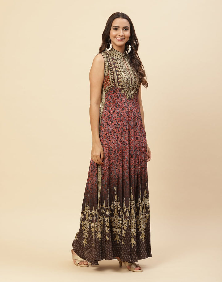 Digital Printed Crepe Gown