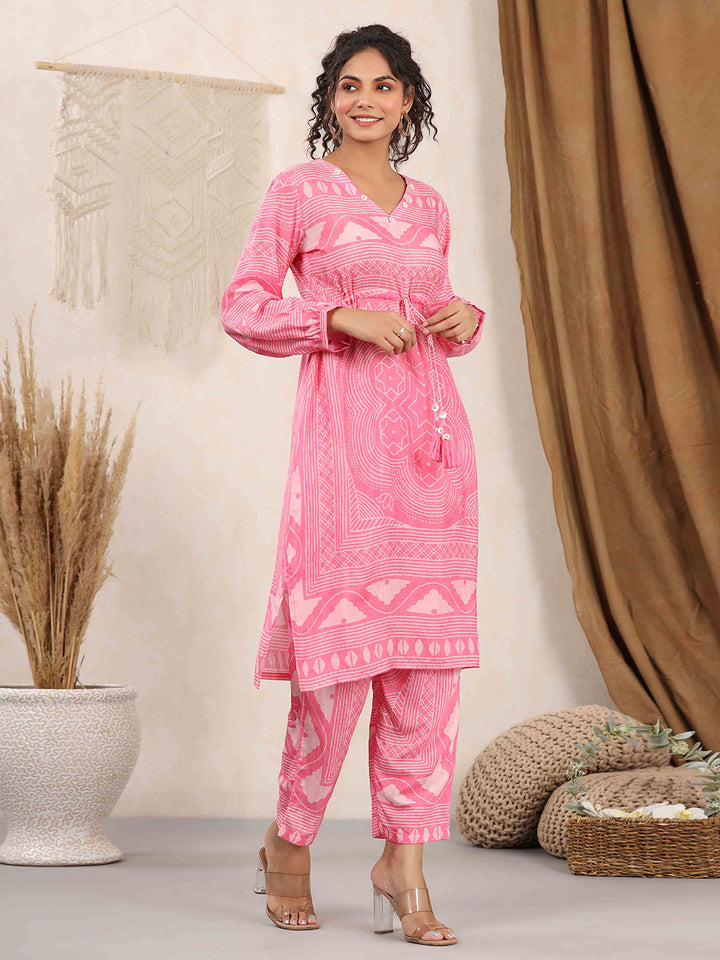 Printed Muslin Kurta With Pants