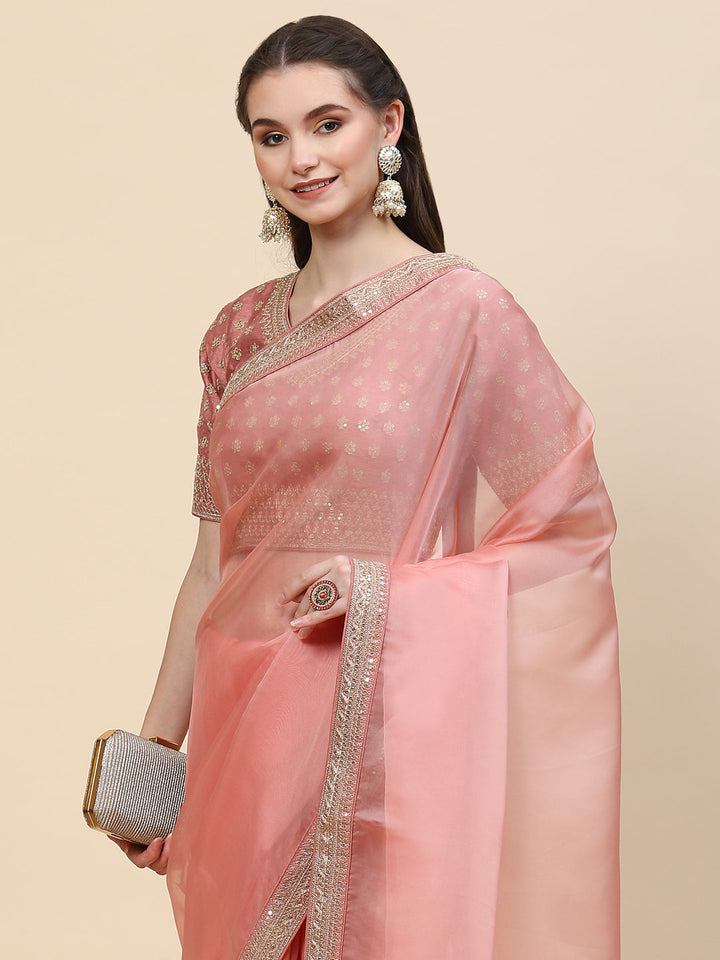 Sequin Embroidered Organza Saree