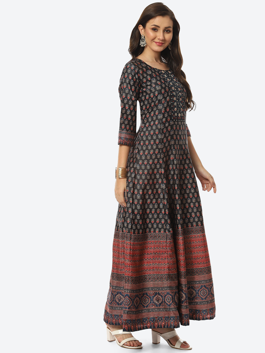 Mirror Work Printed Handloom Kurta