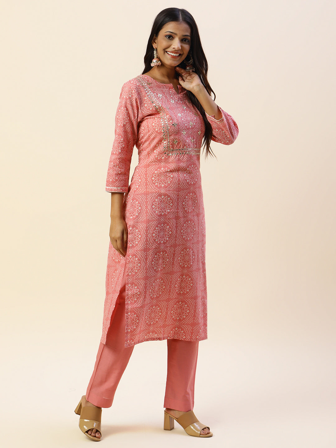 Printed Cotton Kurta With Pants