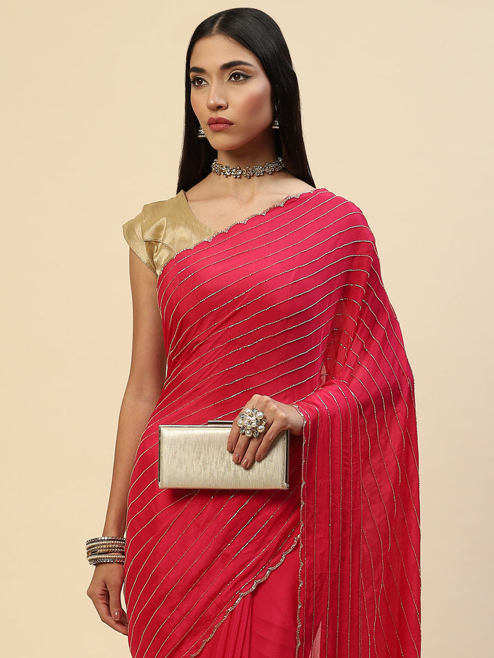 Cutdana Embroidered Crepe Saree