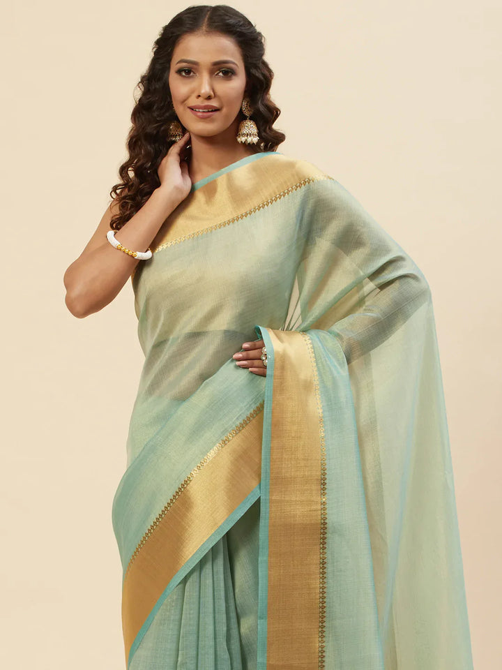 Plain Zari Border Handloom Woven Saree