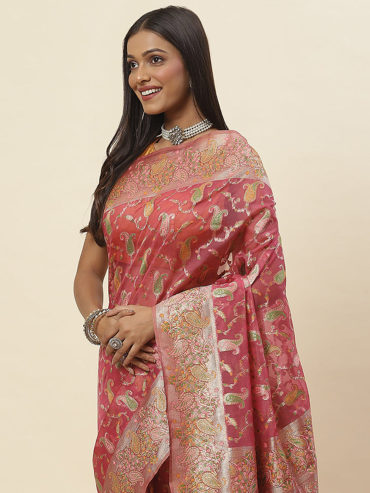 Zari Jaal Woven Organza Saree