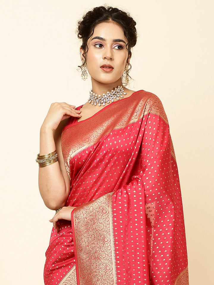 Zari Border Booti Woven Handloom Saree