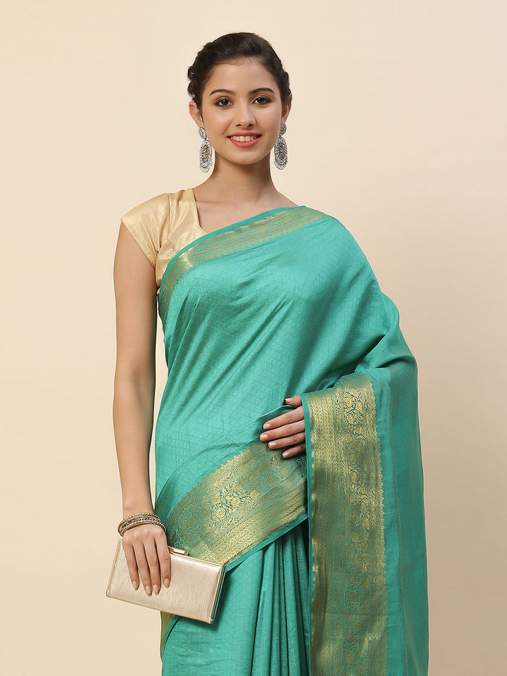 Plain Zari Border Art Handloom Woven Saree