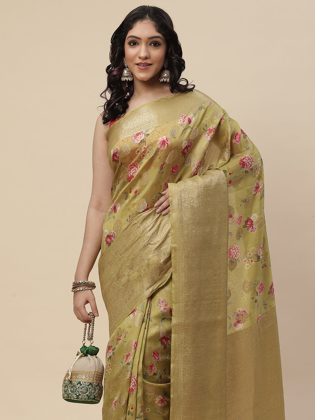 Floral Digital Printed Handloom Saree