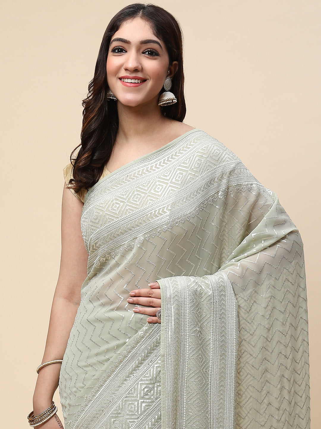 Sequin Embroidered Georgette Saree