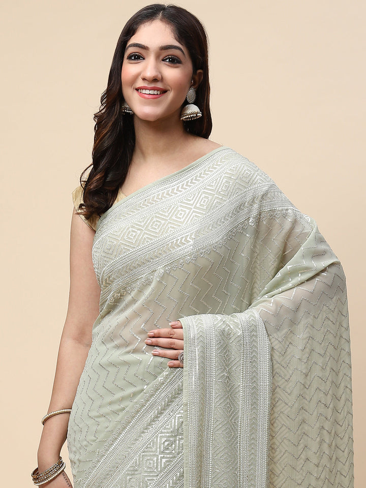 Sequin Embroidered Georgette Saree