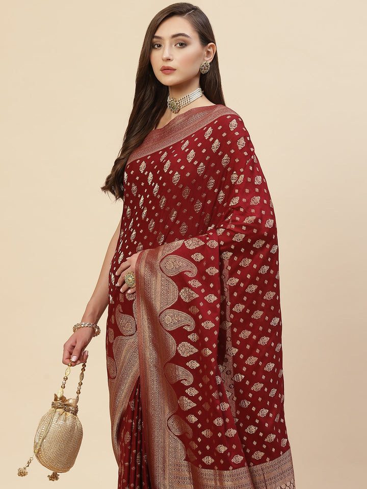 Zari Border Booti Georgette Saree