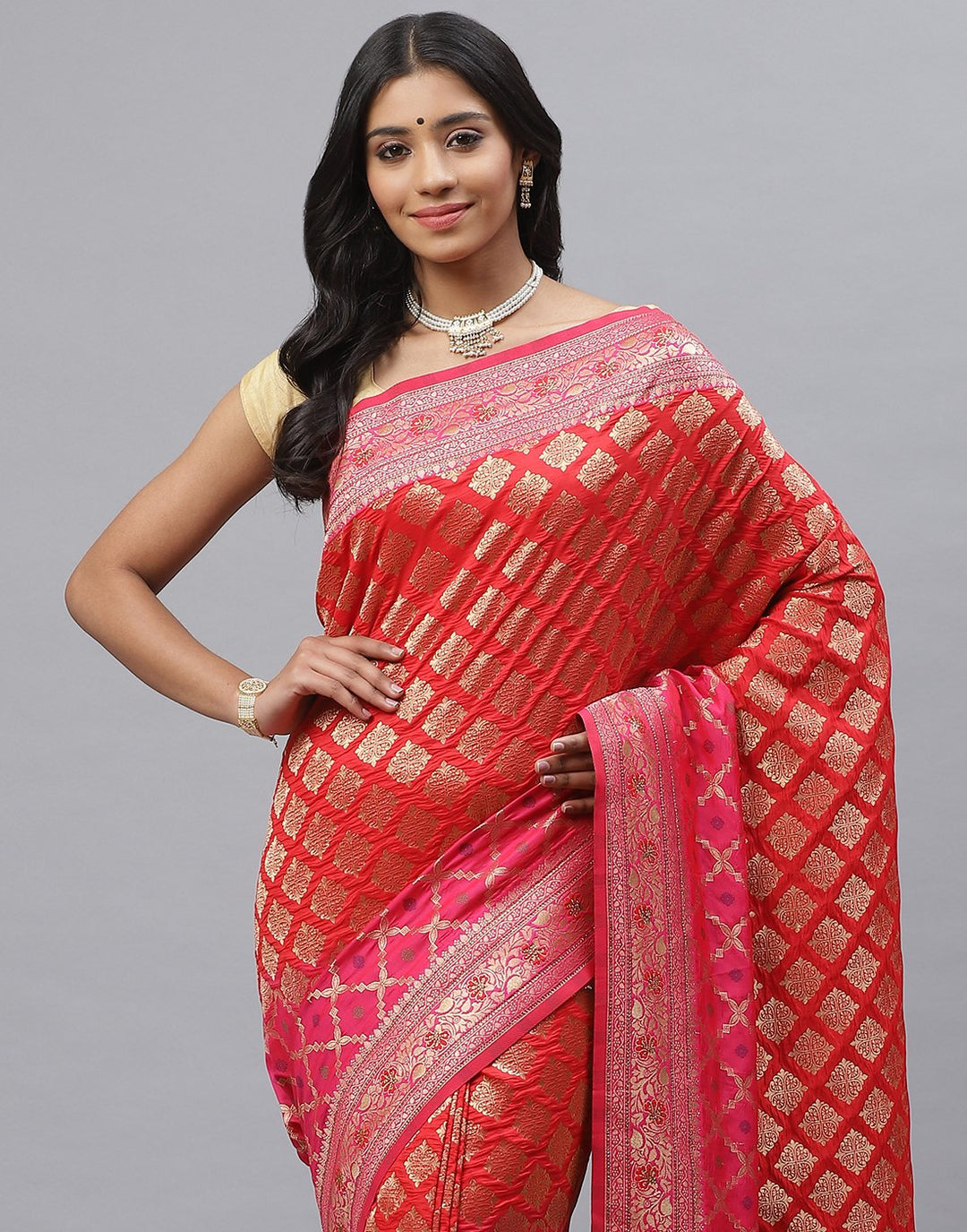 Banarasi Woven Silk Saree  With Embroidery