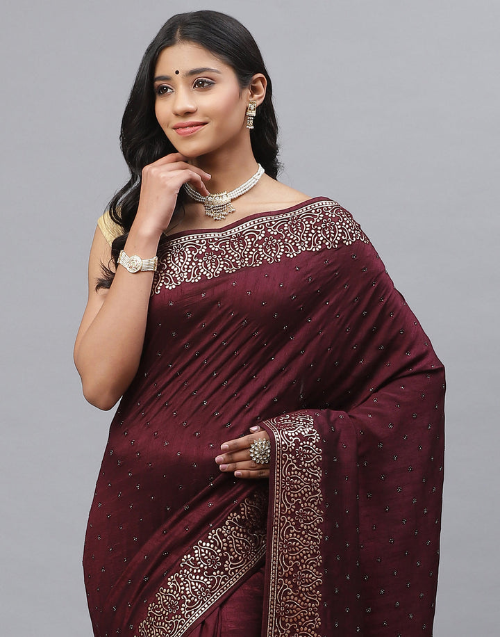 Dupion Silk Embroidery Saree