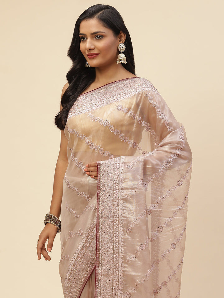 Cutdana Embroidered Organza Saree