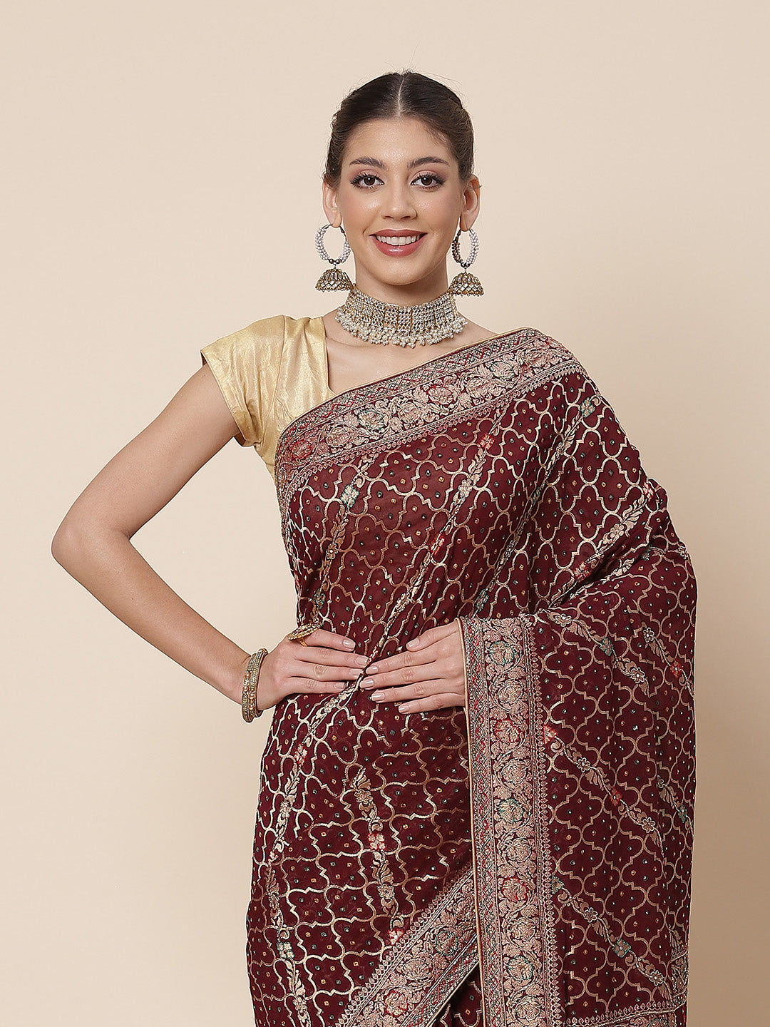 Gharchola Banarsi Handloom Embroided Saree