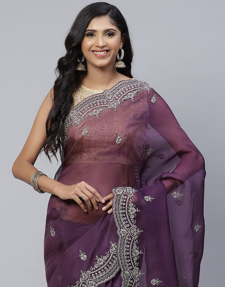 Organza Embroidery  Saree