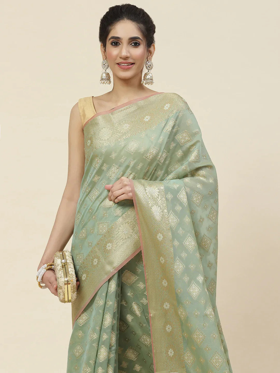 Zari Booti Cotton Woven Saree