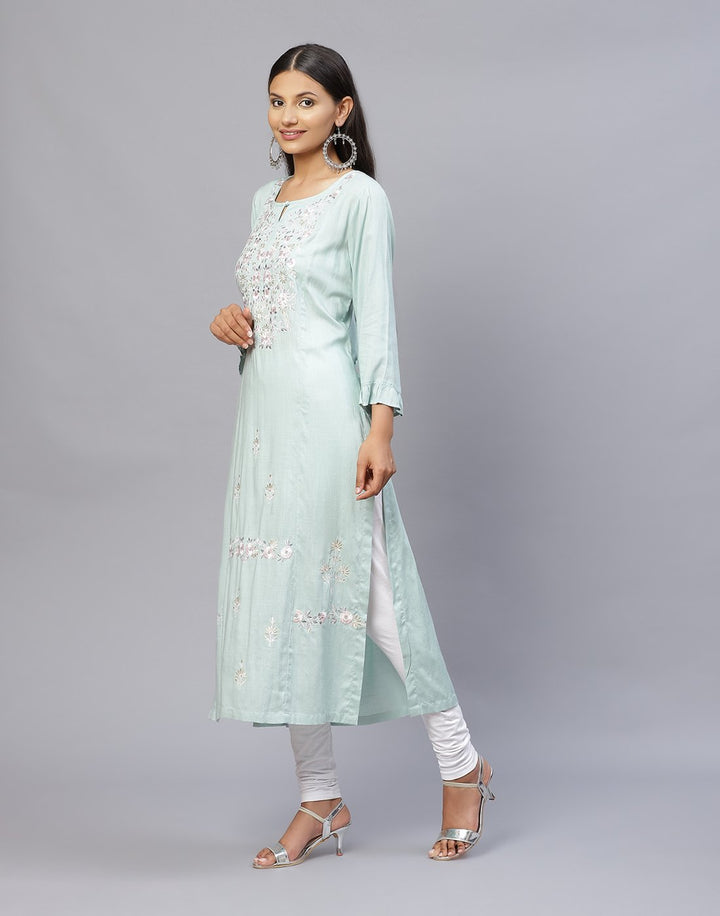 Cotton Embroidered Plain Kurti