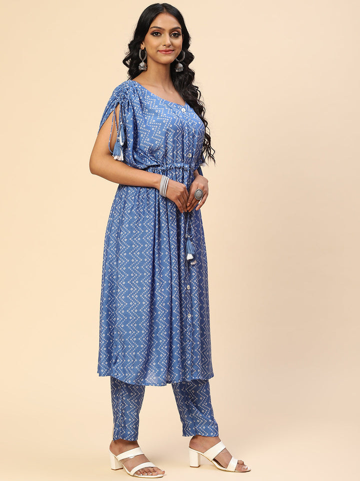 Zigzag Printed Muslin Kurta With Pants