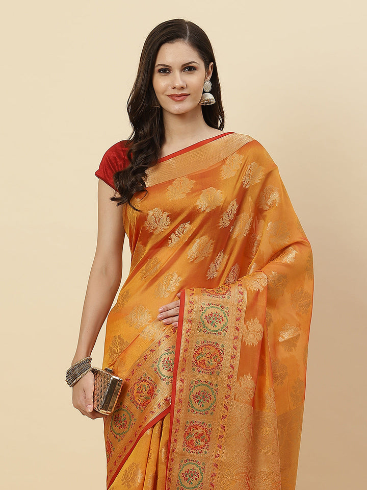 Zari Border Booti Cotton Woven Saree