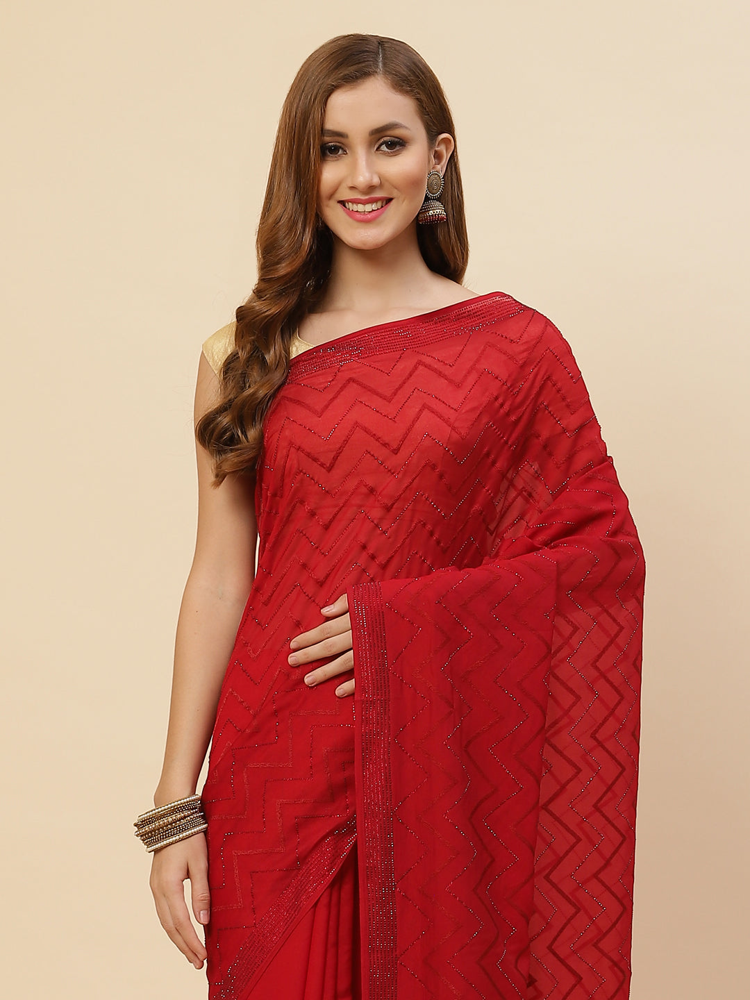 Swarovski Jaal Embroidered Georgette Saree