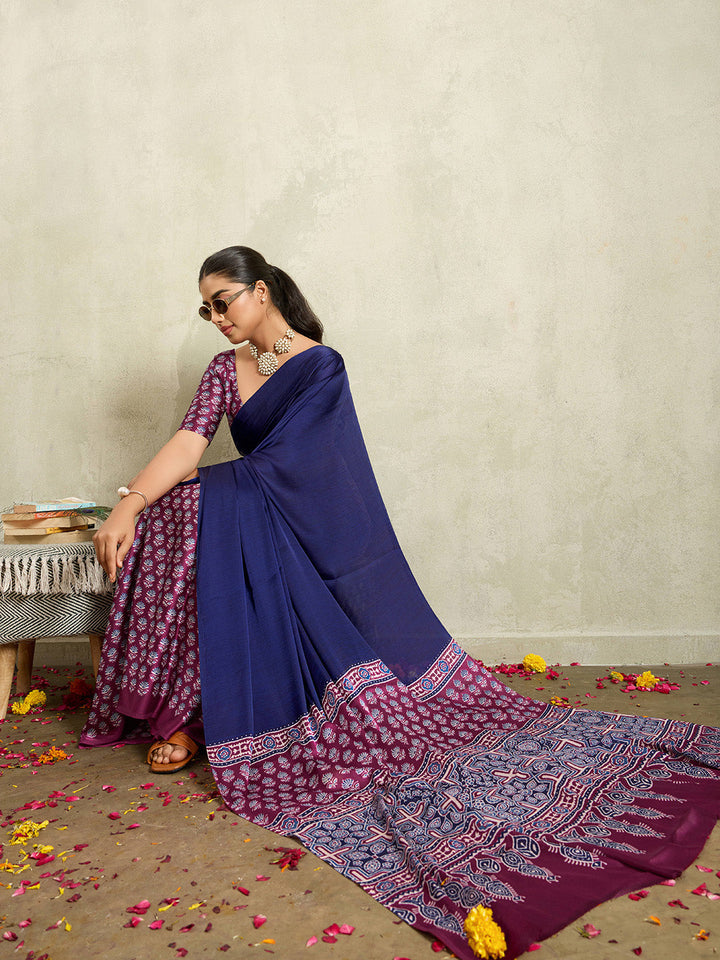 Printed Satin Saree