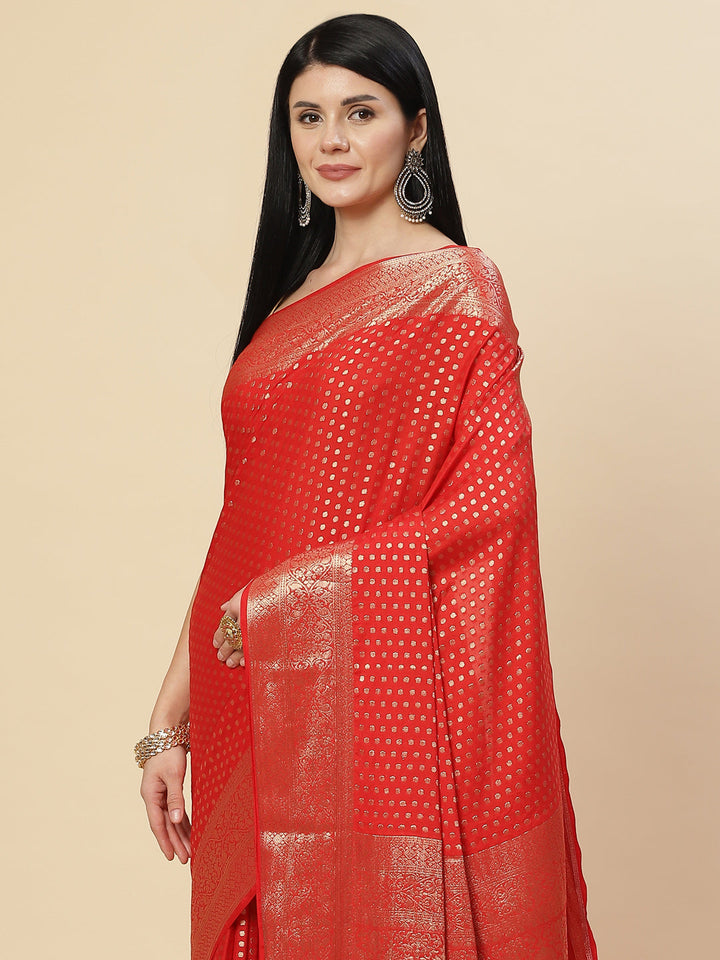 Zari Booti Georgette Plain Saree