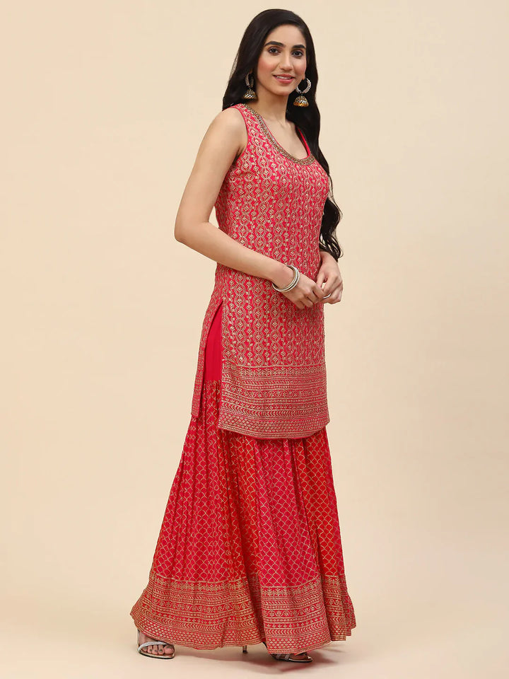 Zari Embroidered Handloom Kurti With Garara &amp; Dupatta