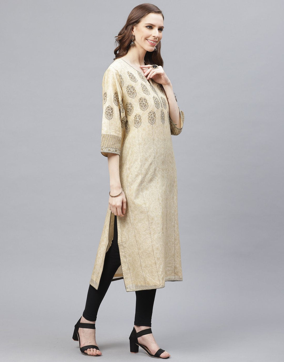 Beige Chanderi Kurta