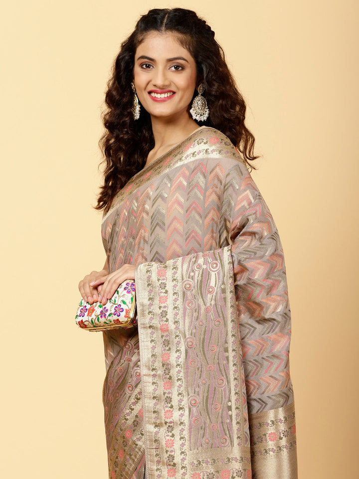 Zari Organza Woven Saree
