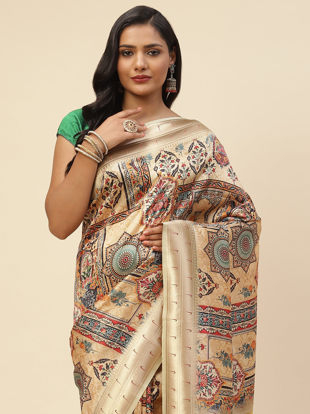 Digital Printed Satin Saree