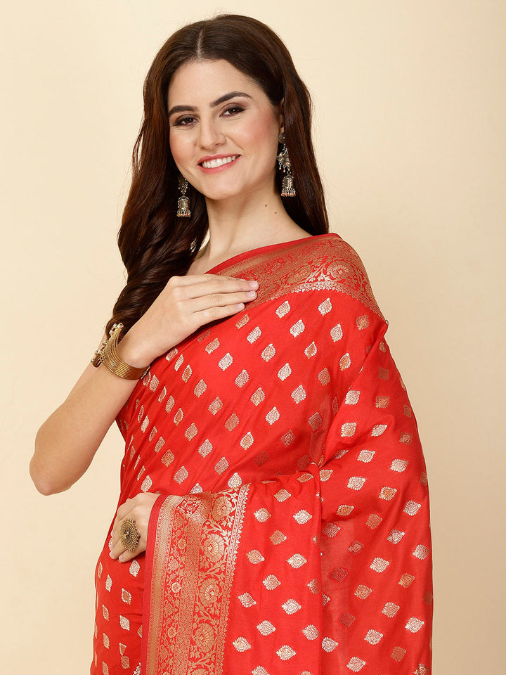 Zari Border Booti Woven Handloom Saree