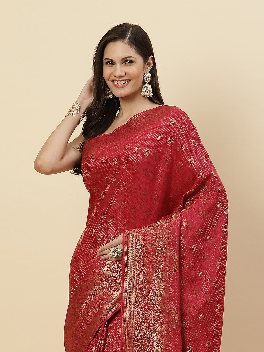 Zari Booti Crepe Saree