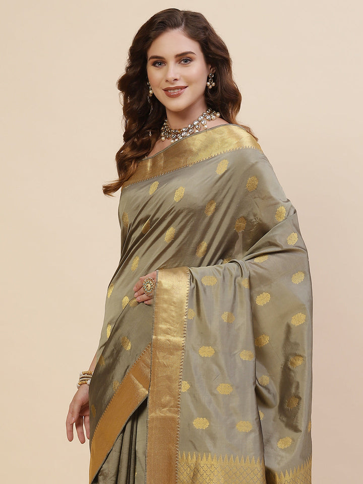 Zari Border Booti Handloom Woven Saree