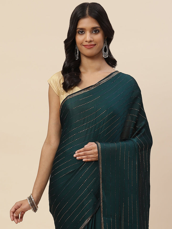 Stone Embroidered Chiffon Saree