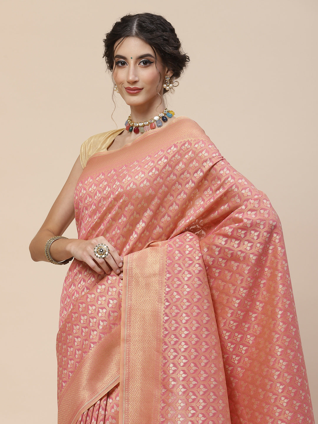 Zari Jaal Cotton Woven Saree