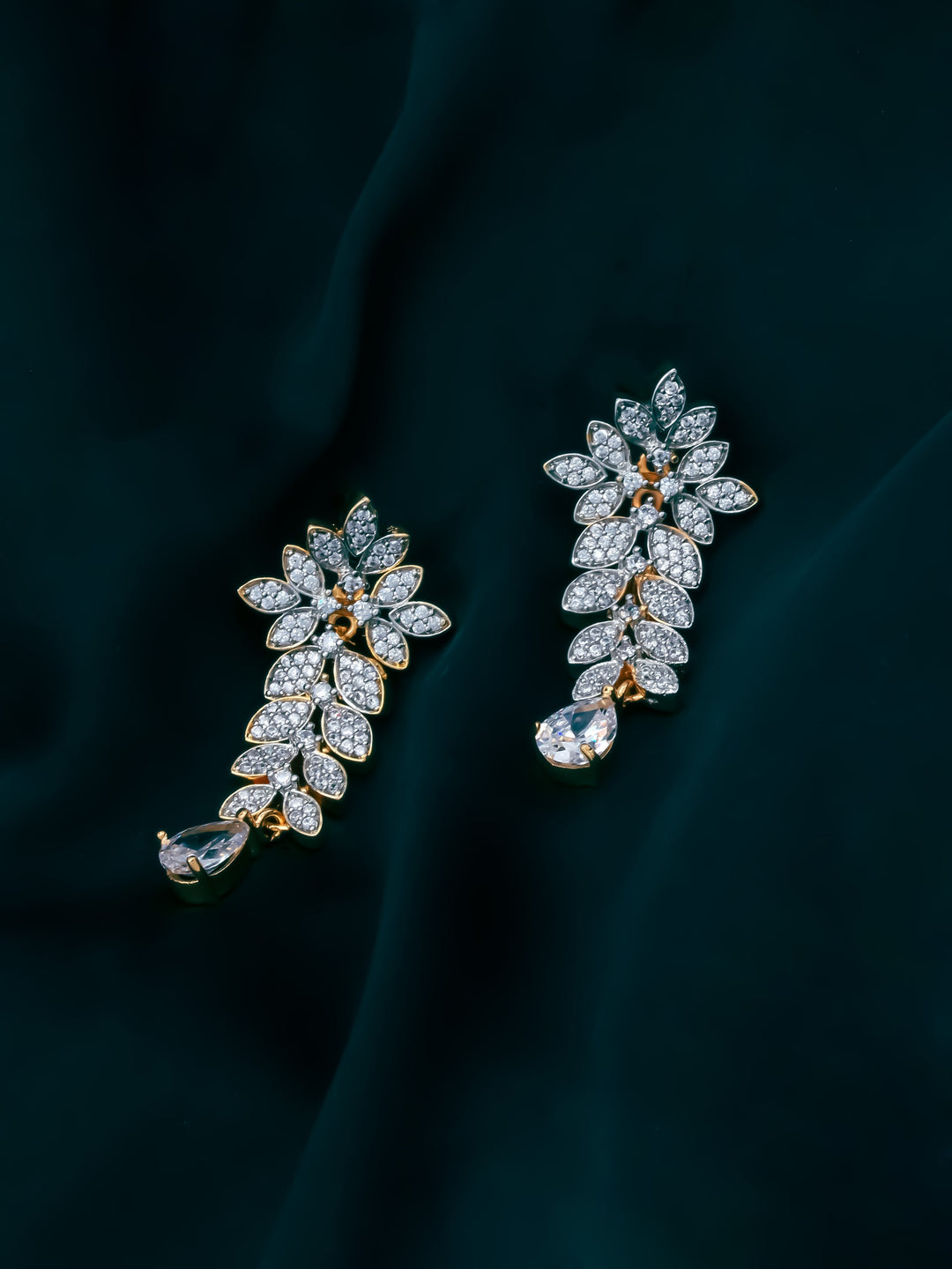 Gold &amp; White Drop Earrings