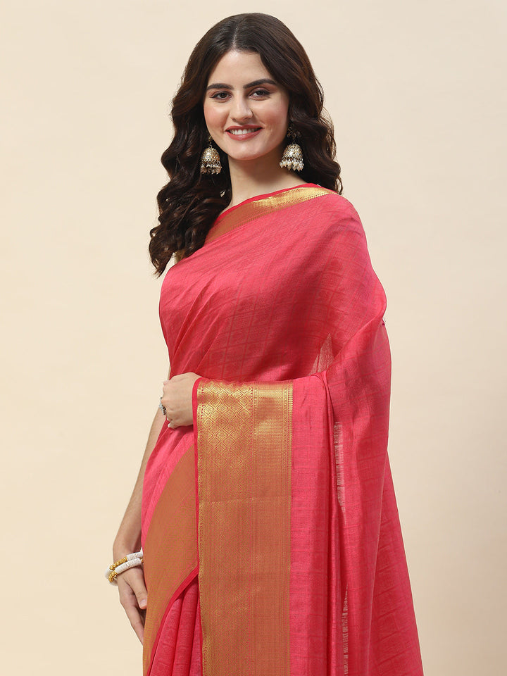 Plain Zari Border Woven Handloom Saree