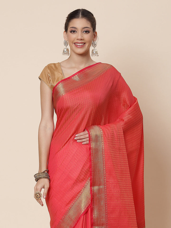 Jacquard Zari Border Art Handloom Woven Saree